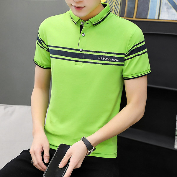 Moodne neljas värvitoonis krae ja lühikeste varrukatega meeste pluus