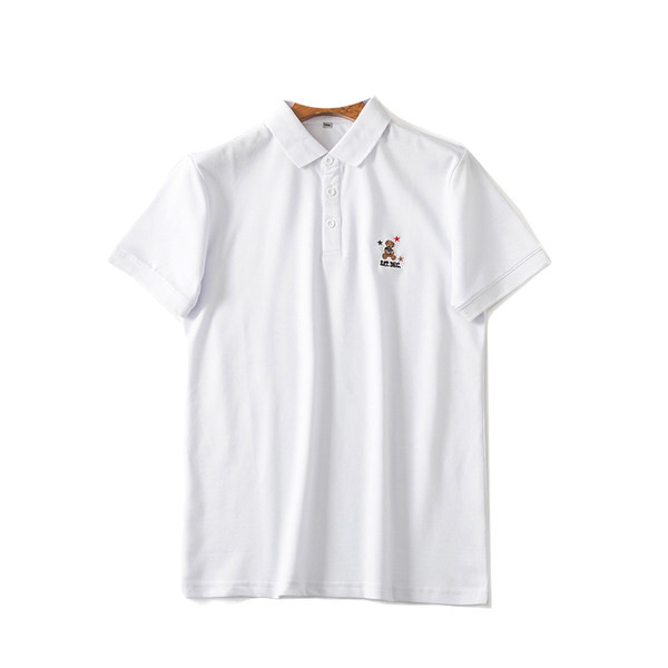 Klassikalise krae ja kaisukaru tikandiga meeste T-särk