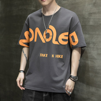 Ümara kaelusega vabaaja meeste T-särk - lai mudel