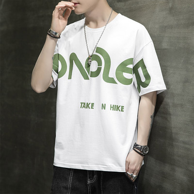 Ümara kaelusega vabaaja meeste T-särk - lai mudel