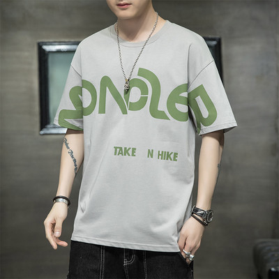 Ümara kaelusega vabaaja meeste T-särk - lai mudel