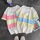 Meeste puuvillane lühikeste varrukate ja ovaalse kaelusega T-särk