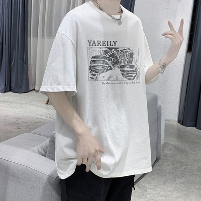 Καλοκαίρι βαμβακερό μπλουζάκι για άντρες με απλικέ