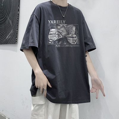 Καλοκαίρι βαμβακερό μπλουζάκι για άντρες με απλικέ