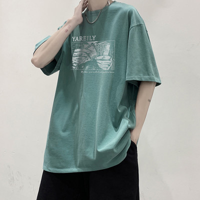 Καλοκαίρι βαμβακερό μπλουζάκι για άντρες με απλικέ