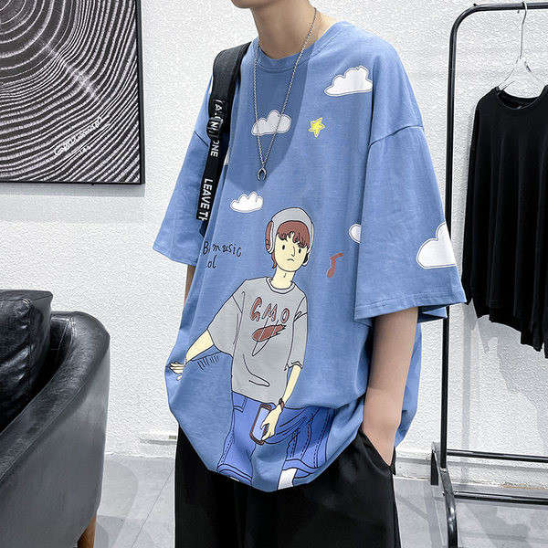 Lai puuvillane 3/4 varrukate ja värvilise aplikatsiooniga T-särk