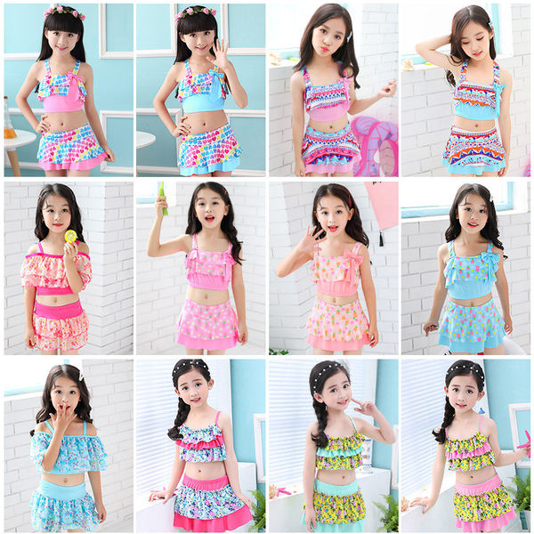 Bērnu peldkostīms divās daļās ar lentīti