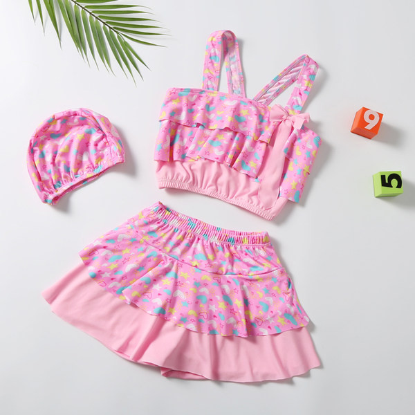 Bērnu peldkostīms divās daļās ar lentīti