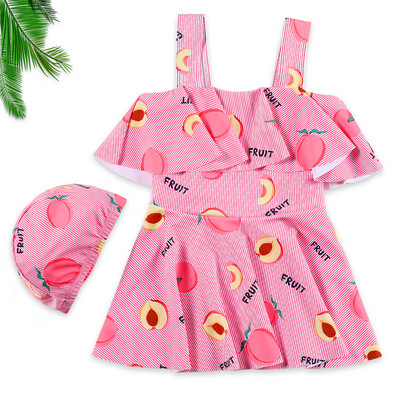 Laste ujumistrikoo tüüpi kleit mütsiga roosa