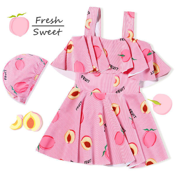 Laste ujumistrikoo tüüpi kleit mütsiga roosa