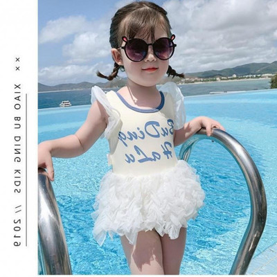 Laste täisujumistrikoo lahtise selja ja tülliga