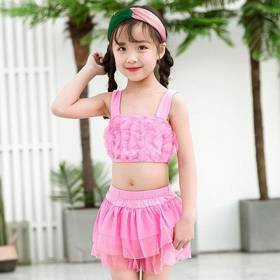 Laste kaheosaline ujumistrikoo lokkidega tüdrukutele