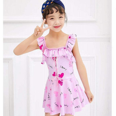 Laste kaheosaline ujumistrikoo lokkidega tüdrukutele