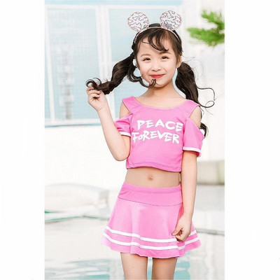 Laste kaheosaline ujumistrikoo lokkidega tüdrukutele