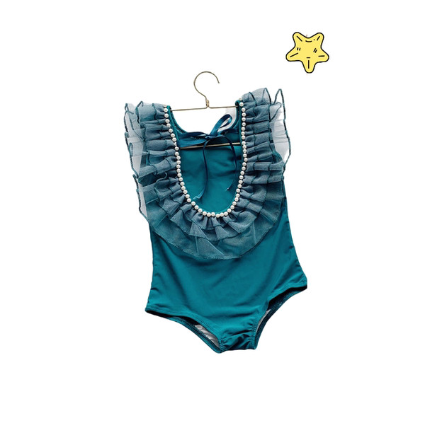 Terve laste ülikond lokkide ja pärlitega - rohelist värvi