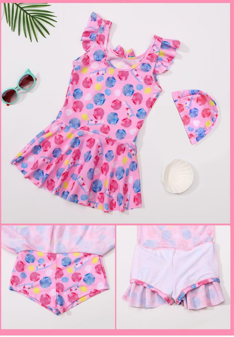 Dječji šareni kupaći kostim s kovrčama na trakice