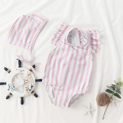 Laste lokkide ja lillemotiividega ujumistrikoo