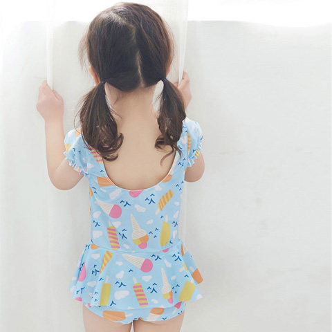 Laste ujumistrikoo sinine ja roosa tüdrukutele