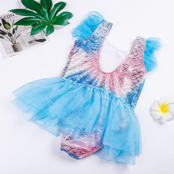 Uut mudelit laste ujumistrikoo sinine tülliga tüdrukutele