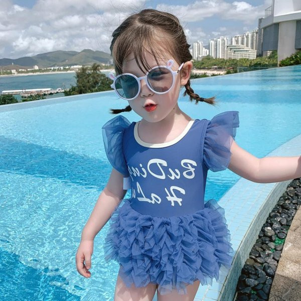 Dječji kupaći kostim s tilom i natpisom u dvije boje