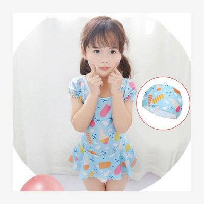 Laste täisujumistrikoo tüüpi värvilise mustriga kleit