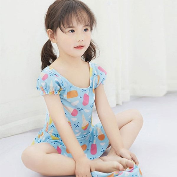 Laste täisujumistrikoo tüüpi värvilise mustriga kleit