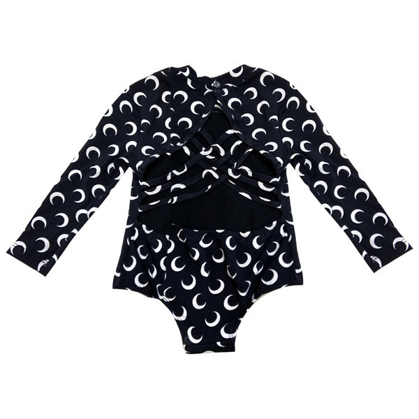 Детски бански в бял и черен цвят 