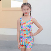 Bērnu pilnais peldkostīms meitenēm ar krāsainu rakstu