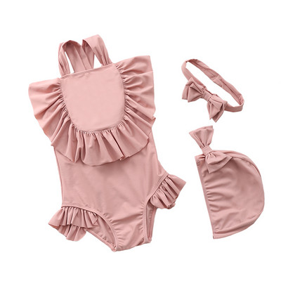 Dječji kupaći kostim s kovrčama i širokim naramenicama