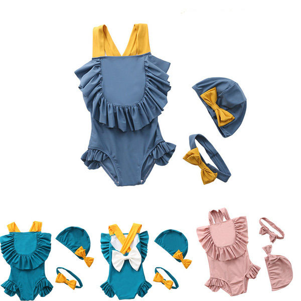 Dječji kupaći kostim s kovrčama i širokim naramenicama