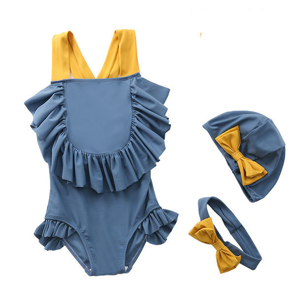 Dječji kupaći kostim s kovrčama i širokim naramenicama
