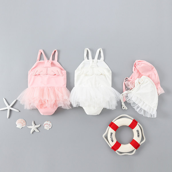 Täielik ujumistrikoo tüdrukutele 3D element tiibadega