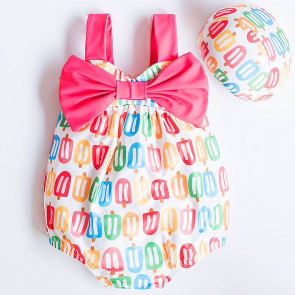 Novi model dječjeg kupaćeg kostima sa trakom i širokim naramenicama