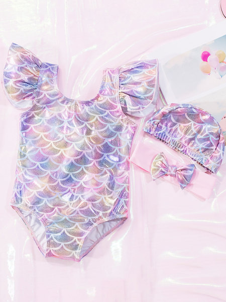 Värviline laste täisujumistrikoo paelaga