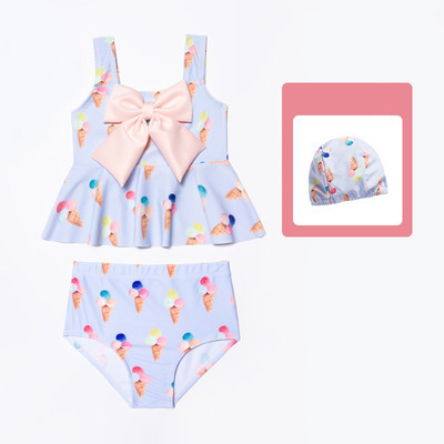 Laste kaheosaline laiade rihmade ja paelaga ujumistrikoo