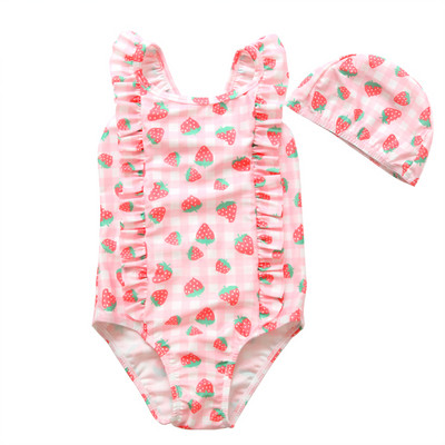 Laste lokkide ja värvilise aplikatsiooniga ujumistrikoo