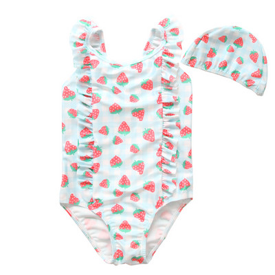 Laste lokkide ja värvilise aplikatsiooniga ujumistrikoo