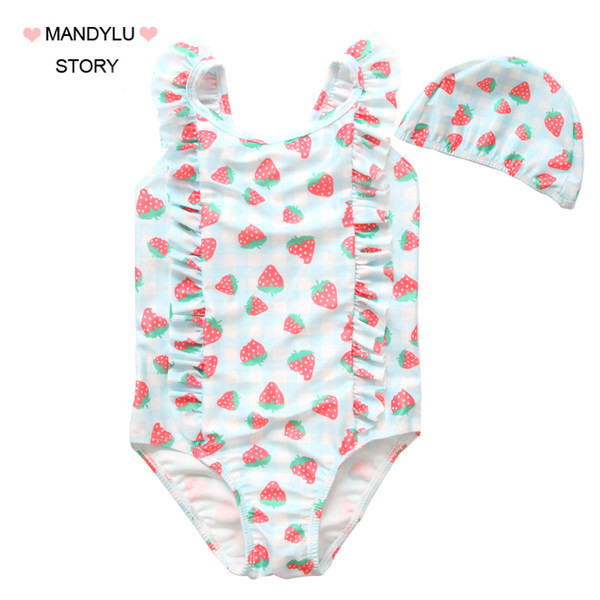 Laste lokkide ja värvilise aplikatsiooniga ujumistrikoo