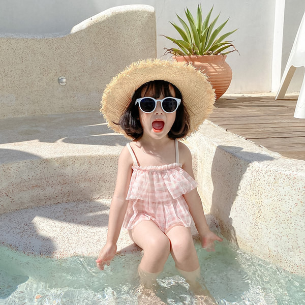 Laste täisujumistrikoo tülli lokkidega