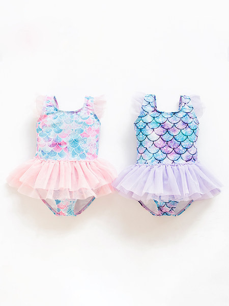 Krāsains peldkostīms meitenēm ar tillu