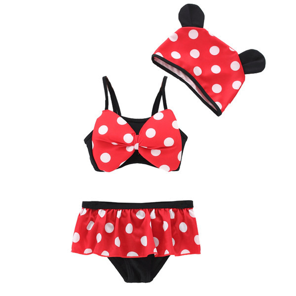 Kaheosaline laste ujumistrikoo lokkide ja paelaga tüdrukutele