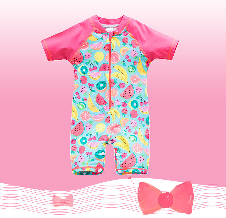 Täielik lühikeste varrukate ja ümara kaelusega ujumistrikoo tüdrukutele