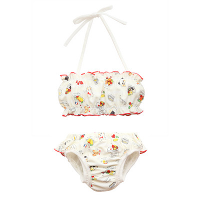 Kaheosaline värvilise mustriga laste ujumistrikoo