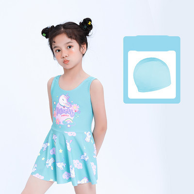 Laste täisujumistrikoo värvilise aplikatsiooni ja paelaga seljal