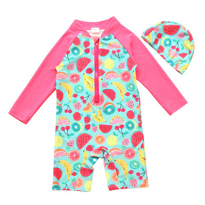 Tüdrukutele sobiv kolmes värvitoonis lukuga laste ujumistrikoo