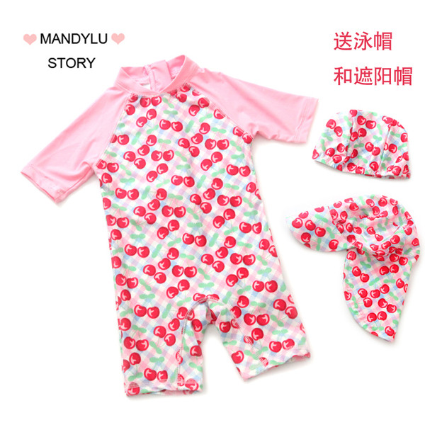 Tüdrukutele sobiv kolmes värvitoonis lukuga laste ujumistrikoo