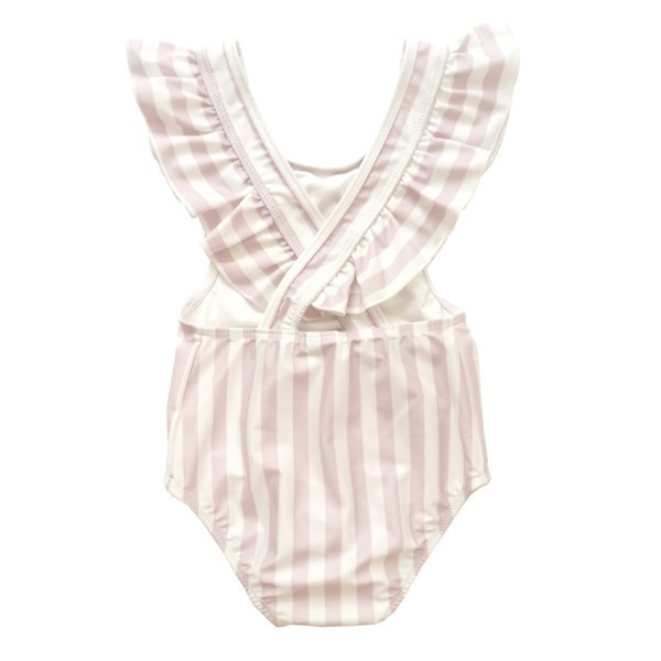 Dječji kupaći kostim na pruge u bež boji