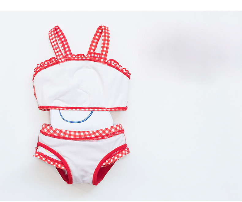 Moderan karirani cijeli kupaći kostim s naramenicama za djevojčice