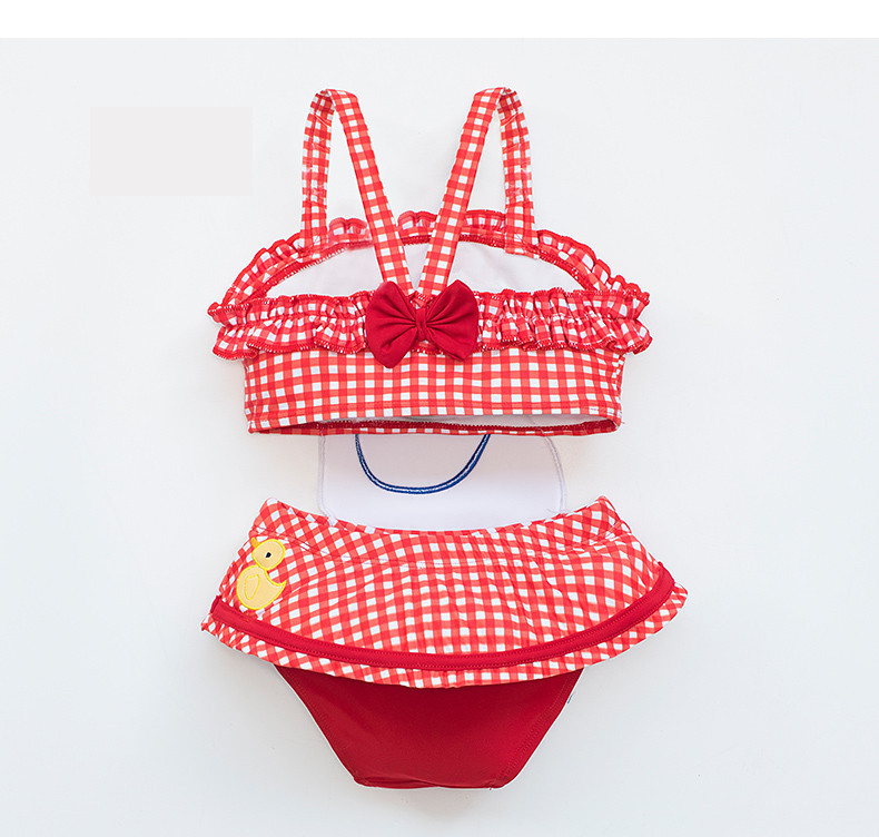 Moderan karirani cijeli kupaći kostim s naramenicama za djevojčice