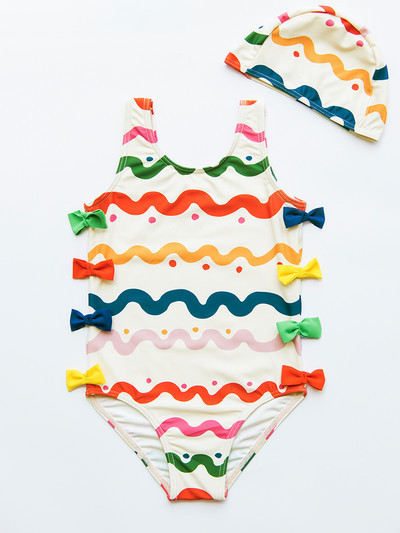 Värviline paeltega ujumistrikoo tüdrukutele